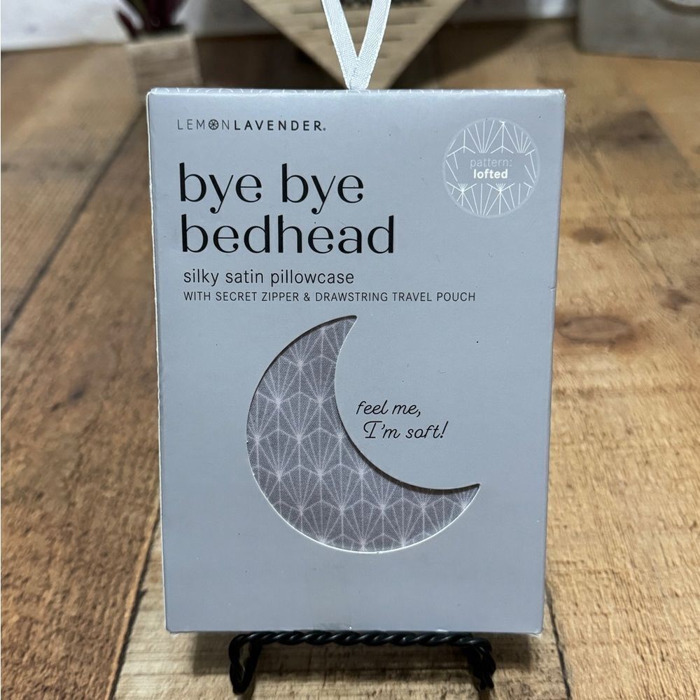 Silky Satin Pillowcase Gray Standard Size Lemon Lavender Bye Bye Bedhead